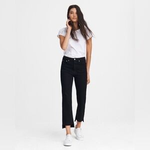 Rag & Bone Black Nina High-Rise Stove Pipe Straight Jeans 30